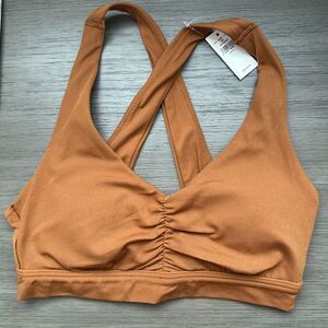 Offline By Aerie Pullover Deep V Bra Camel NWT